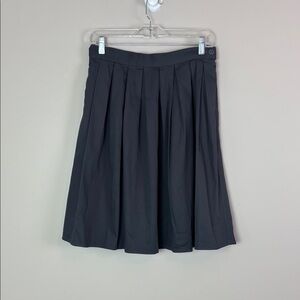 Grace Karin Classic Charcoal Pleated A-Line Skirt Cotton Stretch Pockets NWT